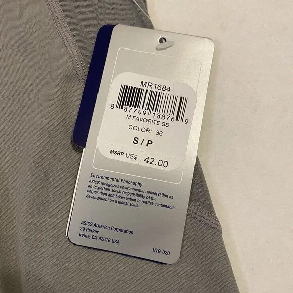 Asics Mens Small Favorite Short Sleeve Athletic Tee Top Gray NWT MR1684-36 - Picture 5 of 9